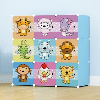 Dulap Modular Copii, 9 Usi, D5537, Albastru Dulap Modular Copii, 9 Usi, D5537, Albastru