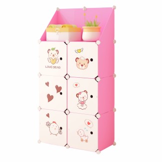 Dulap Modular, camera copii, 6 usi, Naimeed D6582, Roz, 148x74x37cm Dulap Modular, camera copii, 6 usi, Naimeed D6582, Roz, 148x74x37cm
