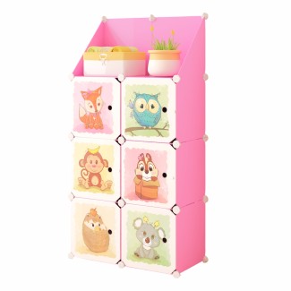 Dulap Modular, camera copii, 6 usi, Naimeed D6583, Roz, 148x74x37cm Dulap Modular, camera copii, 6 usi, Naimeed D6583, Roz, 148x74x37cm