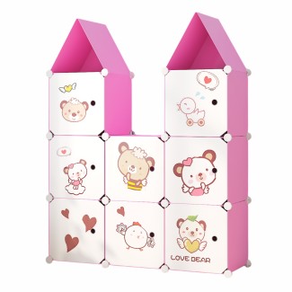 Dulap Modular, camera copii, 8 usi, Naimeed D6589, Roz, 128x110x37cm Dulap Modular, camera copii, 8 usi, Naimeed D6589, Roz, 128x110x37cm