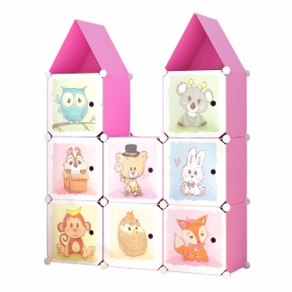 Dulap Modular, camera copii, 8 usi, Naimeed D6590, Roz, 128x110x37cm Dulap Modular, camera copii, 8 usi, Naimeed D6590, Roz, 128x110x37cm