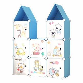 Dulap Modular, camera copii, 8 usi, Naimeed D6592, Albastru, 128x110x37cm Dulap Modular, camera copii, 8 usi, Naimeed D6592, Albastru, 128x110x37cm