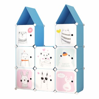 Dulap Modular, camera copii, 8 usi, Naimeed D6594, Albastru, 128x110x37cm Dulap Modular, camera copii, 8 usi, Naimeed D6594, Albastru, 128x110x37cm