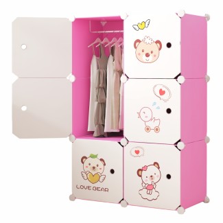 Dulap Modular, camera copii, 6 usi, Naimeed D6595, Roz, 110x75x37cm Dulap Modular, camera copii, 6 usi, Naimeed D6595, Roz, 110x75x37cm