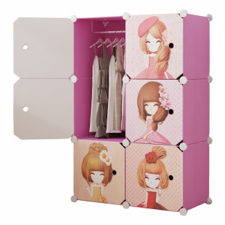Dulap Modular, camera copii, 6 usi, Naimeed D6597, Roz, 110x75x37cm Dulap Modular, camera copii, 6 usi, Naimeed D6597, Roz, 110x75x37cm