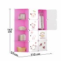 Dulap Modular, camera copii, 8 usi, Naimeed D6602, Roz, 147x110x37 cm