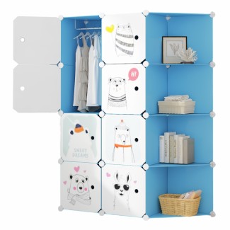 Dulap Modular, camera copii, 8 usi, Naimeed D6604, Albastru, 147x110x37 cm