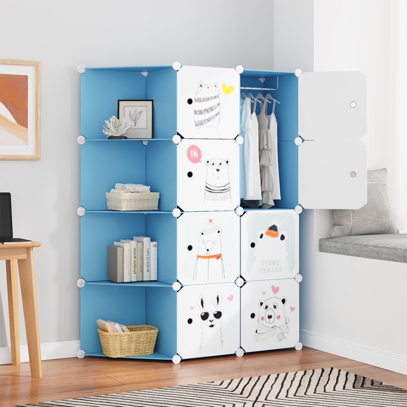 Dulap Modular, camera copii, 8 usi, Naimeed D6604, Albastru, 147x110x37 cm Dulap Modular, camera copii, 8 usi, Naimeed D6604, Albastru, 147x110x37 cm