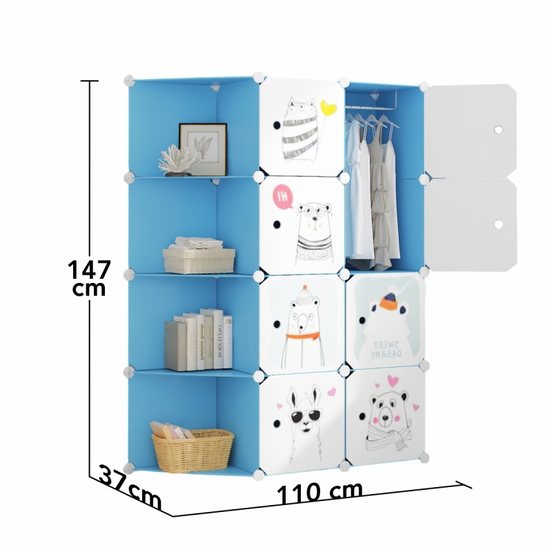 Dulap Modular, camera copii, 8 usi, Naimeed D6604, Albastru, 147x110x37 cm Dulap Modular, camera copii, 8 usi, Naimeed D6604, Albastru, 147x110x37 cm