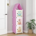 Dulap Modular, camera copii, 3 usi, Naimeed D6607, Roz, 128x37x37 cm