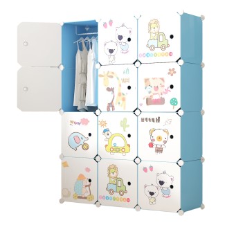 Dulap Modular, camera copii, 12 usi, Naimeed D6620, Albastru, 147x110x37 cm