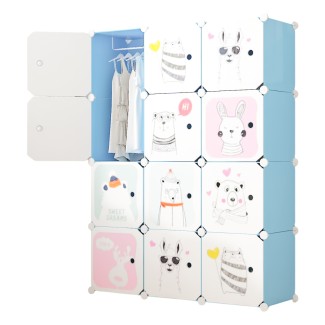 Dulap Modular, camera copii, 12 usi, Naimeed D6622, Albastru, 147x110x37 cm