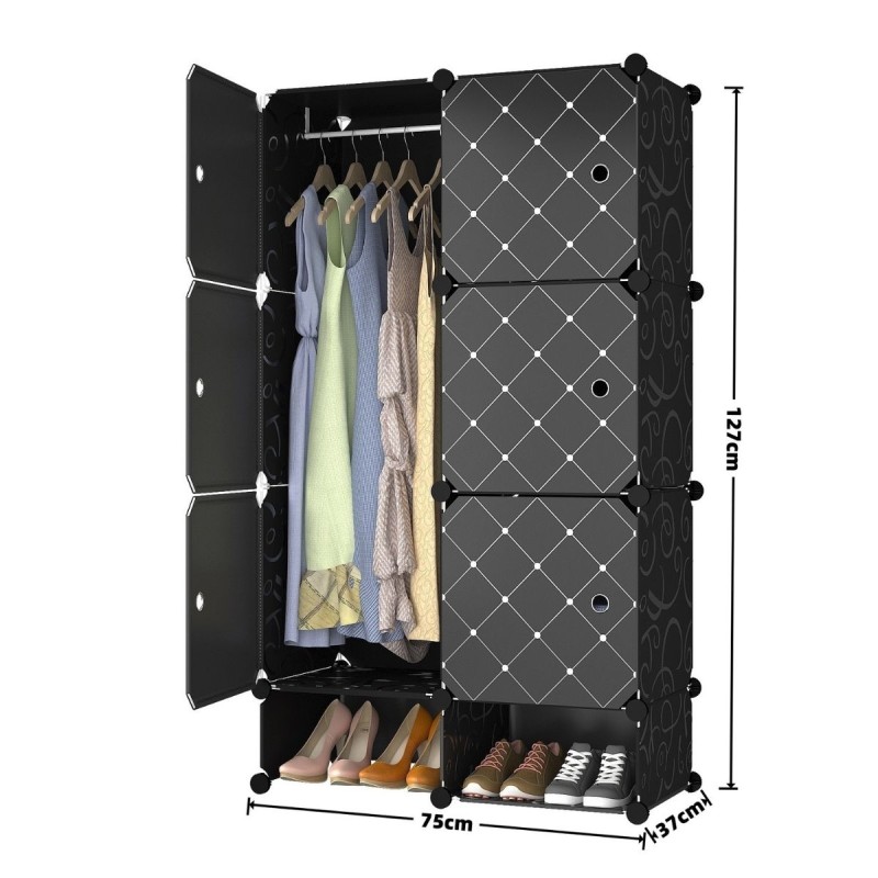 Dulap Modular, 6 Usi, Naimeed D7133, 127x75x37cm, Negru Dulap Modular, 6 Usi, Naimeed D7133, 127x75x37cm, Negru