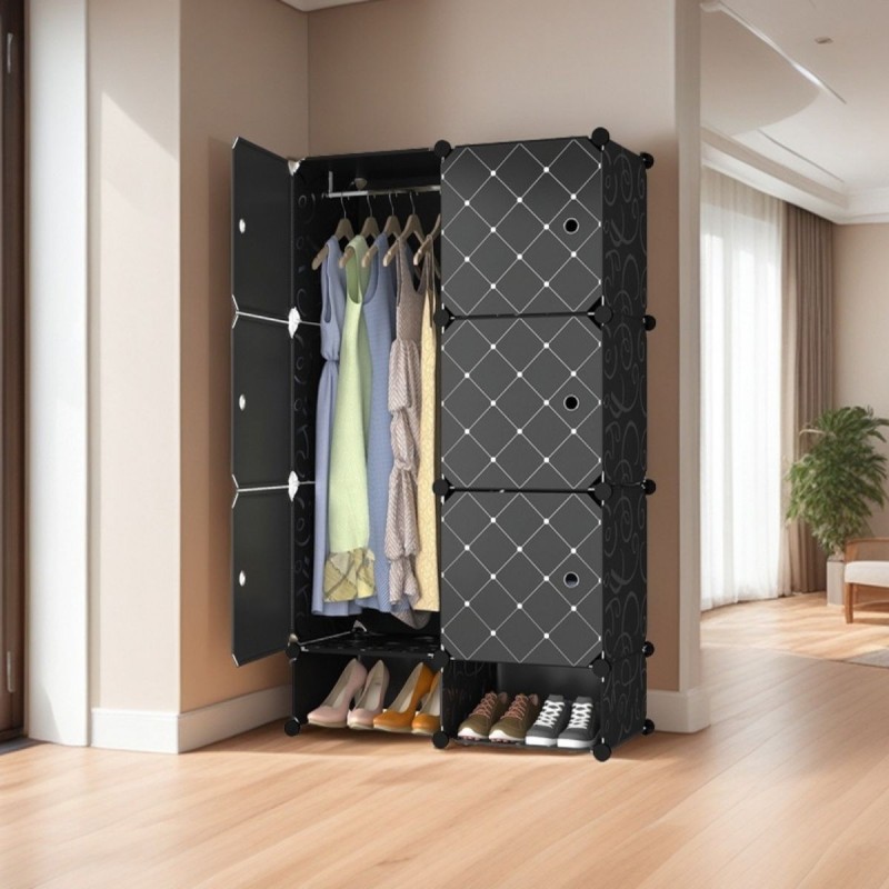 Dulap Modular, 6 Usi, Naimeed D7133, 127x75x37cm, Negru Dulap Modular, 6 Usi, Naimeed D7133, 127x75x37cm, Negru