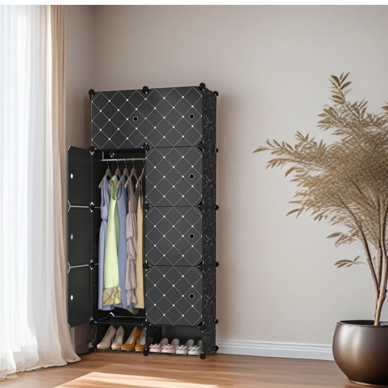 Dulap Modular, 8 Usi, D7134, Negru