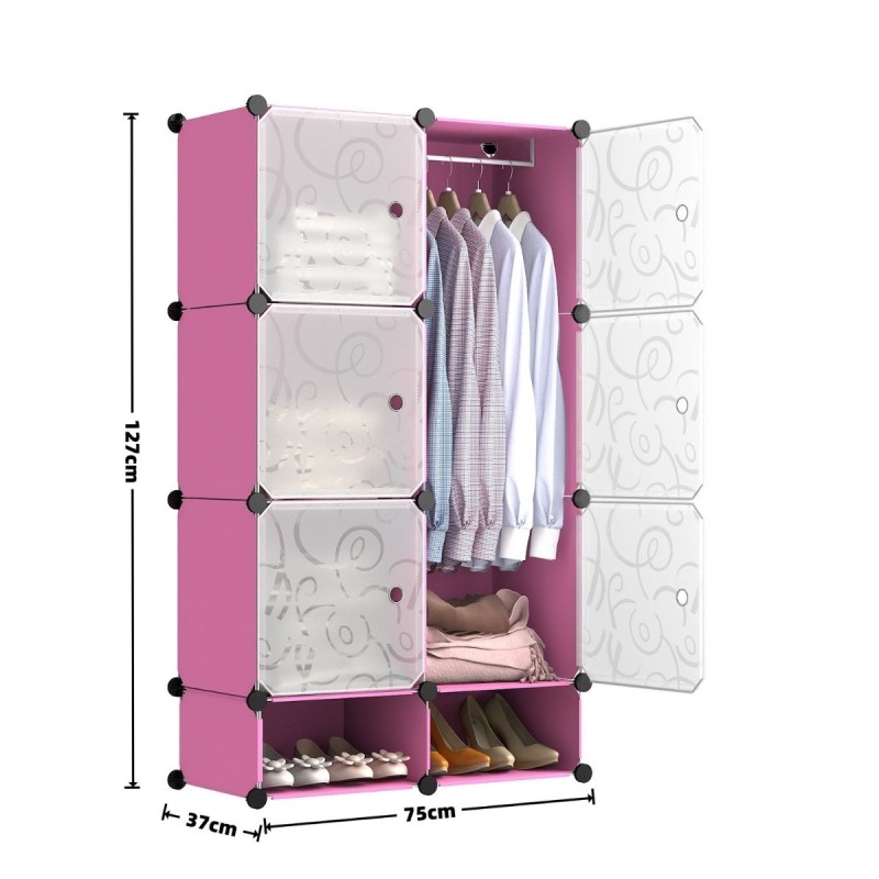 Dulap Modular, 6 Usi, Naimeed D7138, 127x75x37cm, Roz Dulap Modular, 6 Usi, Naimeed D7138, 127x75x37cm, Roz