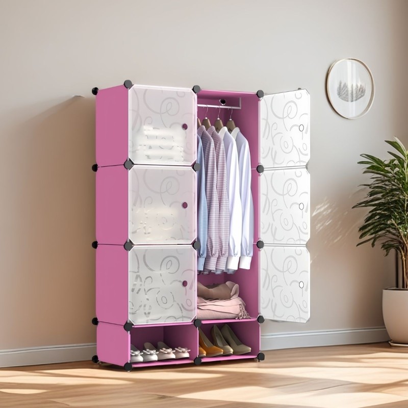 Dulap Modular, 6 Usi, Naimeed D7138, 127x75x37cm, Roz Dulap Modular, 6 Usi, Naimeed D7138, 127x75x37cm, Roz