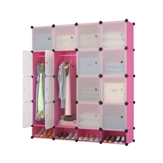 Dulap Modular, 16 Usi, Naimeed D7140, 162x145x37cm, Roz Dulap Modular, 16 Usi, Naimeed D7140, 162x145x37cm, Roz