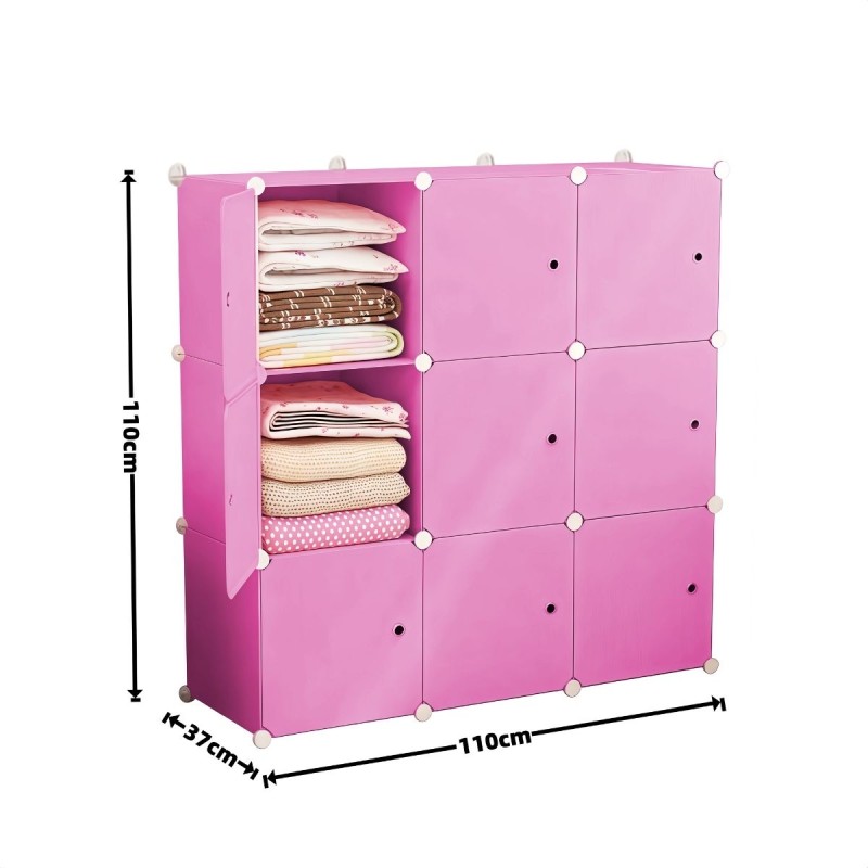 Dulap Modular, 9 Usi, Naimeed D7141, 110x110x37cm, Roz Dulap Modular, 9 Usi, Naimeed D7141, 110x110x37cm, Roz