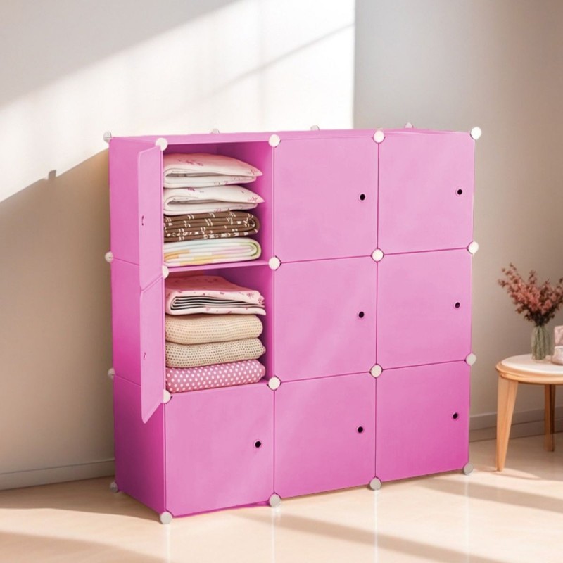 Dulap Modular, 9 Usi, Naimeed D7141, 110x110x37cm, Roz Dulap Modular, 9 Usi, Naimeed D7141, 110x110x37cm, Roz