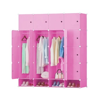 Dulap Modular, 16 Usi, Naimeed D7142, 162x145x37cm, Roz Dulap Modular, 16 Usi, Naimeed D7142, 162x145x37cm, Roz