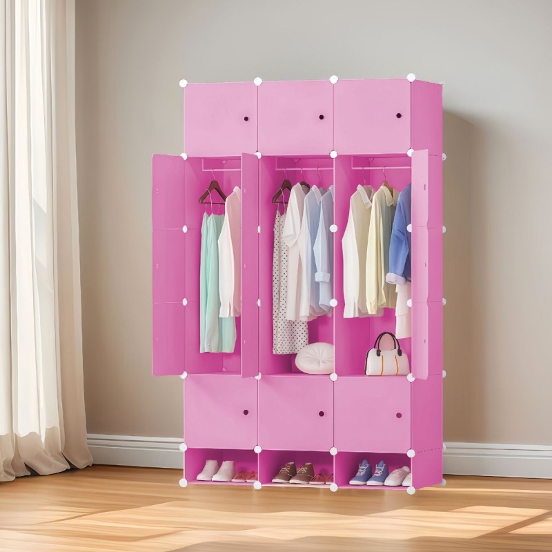 Dulap Modular, 15 Usi, Naimeed, D7144, 197x110x37cm, Roz Dulap Modular, 15 Usi, Naimeed, D7144, 197x110x37cm, Roz