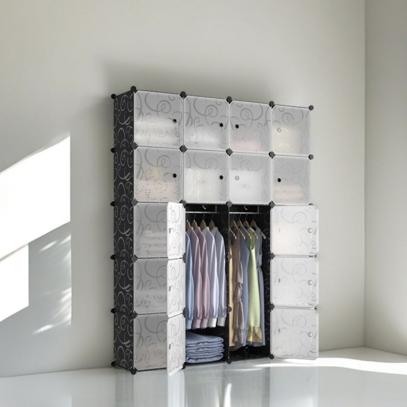Dulap Modular, 20 Usi, Naimeed D7149, 110x110x37cm, Negru Dulap Modular, 20 Usi, Naimeed D7149, 110x110x37cm, Negru