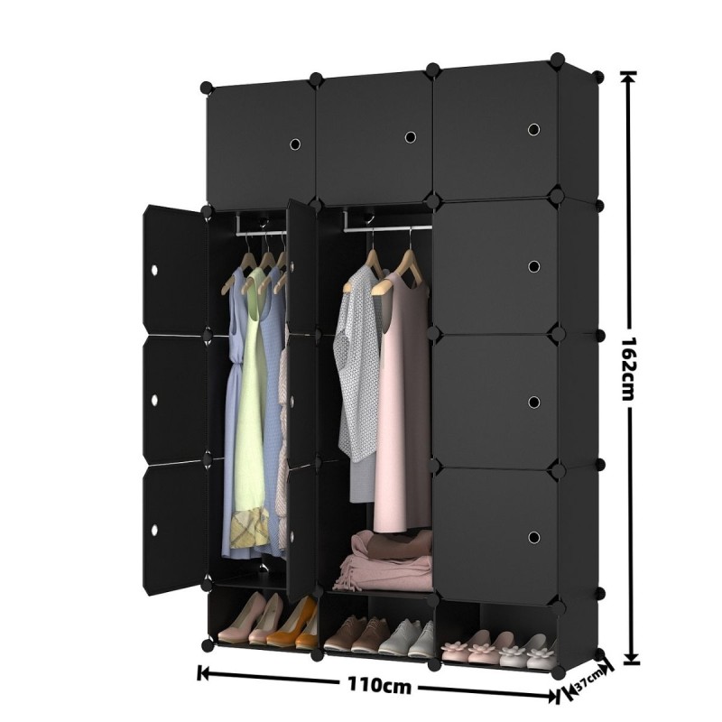 Dulap Modular, 12 Usi, Naimeed D7151, 127x75x37cm, Negru Dulap Modular, 12 Usi, Naimeed D7151, 127x75x37cm, Negru