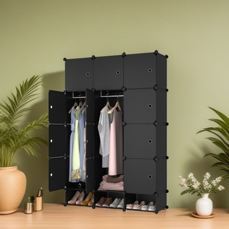 Dulap Modular, 12 Usi, Naimeed D7151, 127x75x37cm, Negru Dulap Modular, 12 Usi, Naimeed D7151, 127x75x37cm, Negru