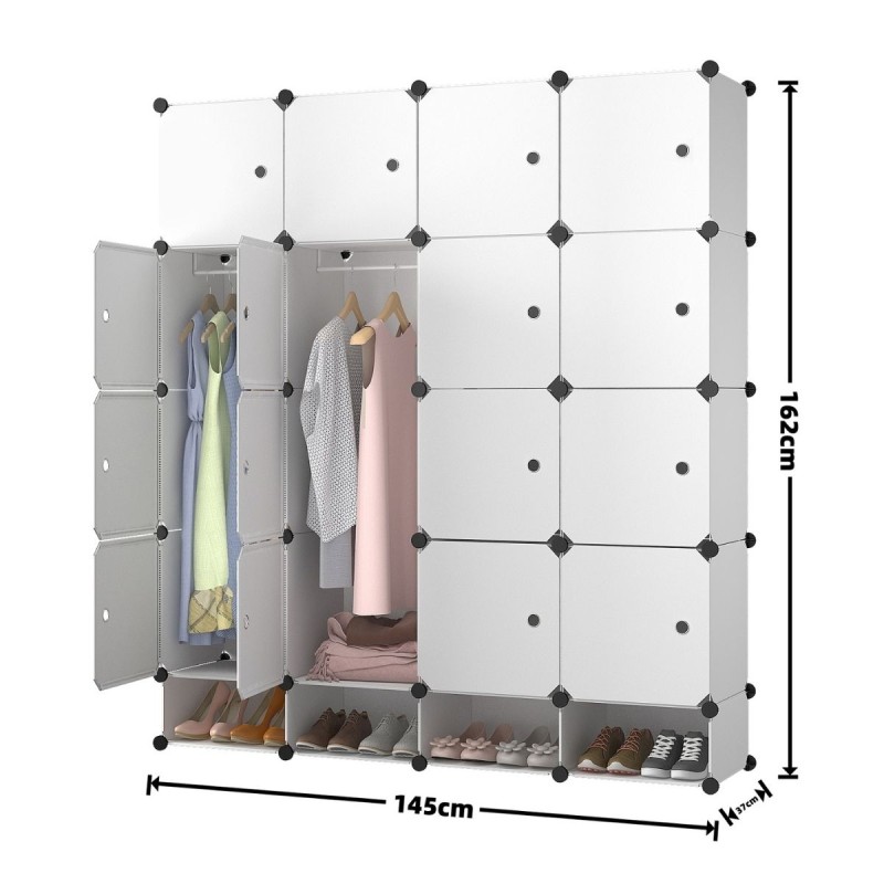 Dulap Modular, 16 Usi, Naimeed D7154, 162x145x37cm , Alb Dulap Modular, 16 Usi, Naimeed D7154, 162x145x37cm , Alb