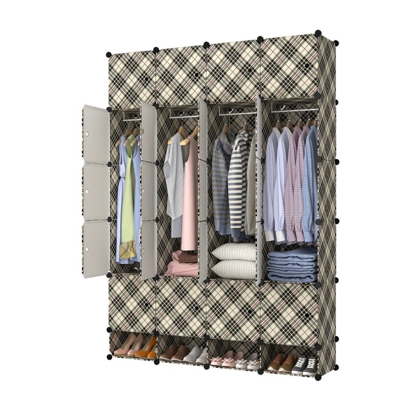 Dulap Modular, 20 Usi, Naimeed D7160, 197x145x37cm, Crem