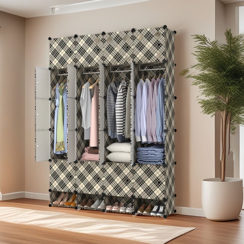 Dulap Modular, 20 Usi, Naimeed D7160, 197x145x37cm, Crem