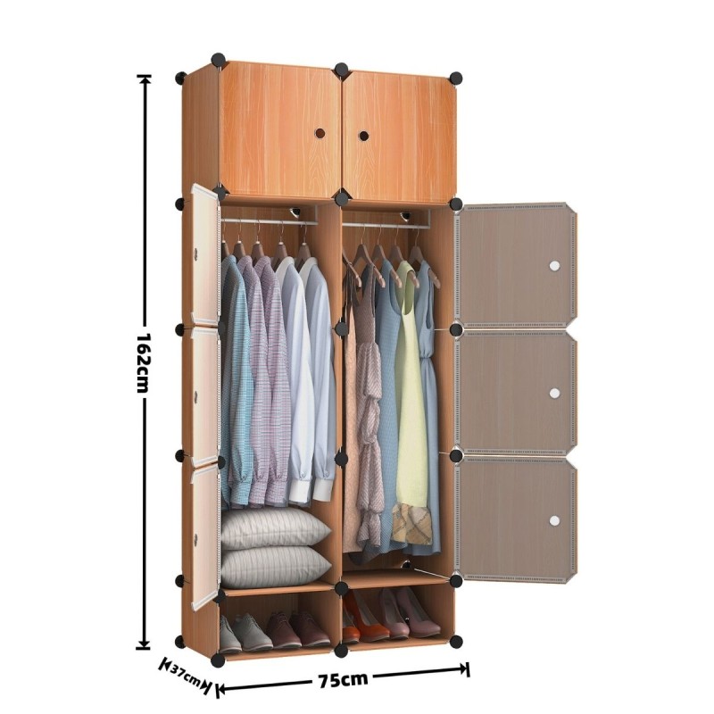 Dulap Modular, 8 Usi, Naimeed D7163, 162x75x37cm, Portocaliu