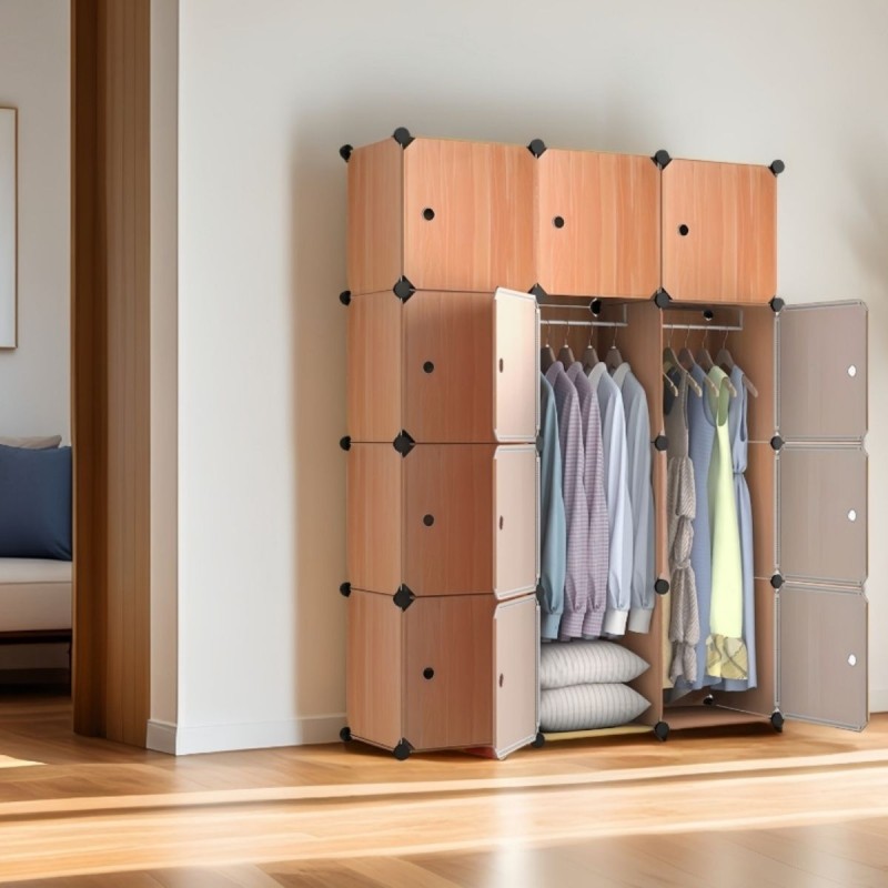 Dulap Modular, 12 Usi, Naimeed D7164, 145x110x37cm , Portocaliu