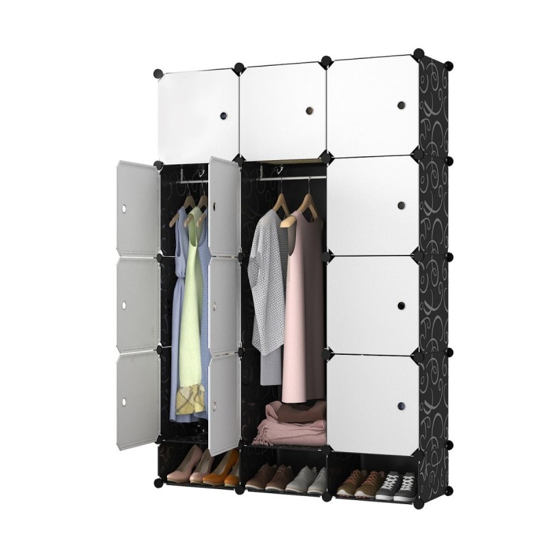 Dulap Modular, 12 Usi, Naimeed D7166, 162x110x37cm, Negru