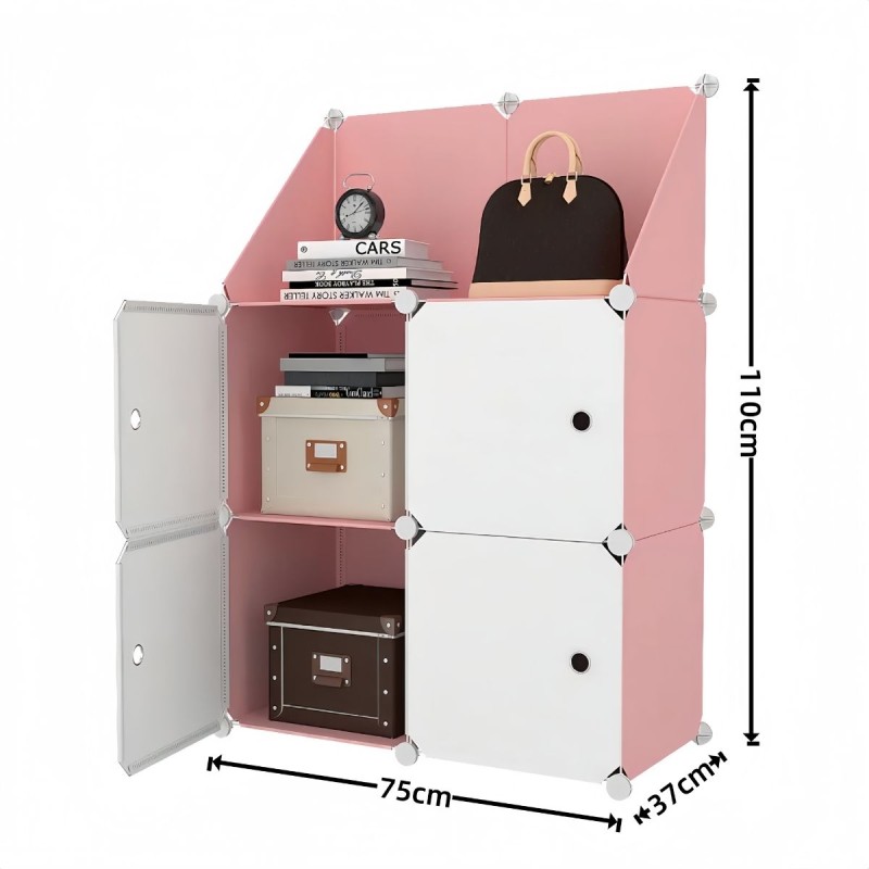Dulap Modular, 4 Usi, Naimeed D7895, 110x75x37cm, Roz