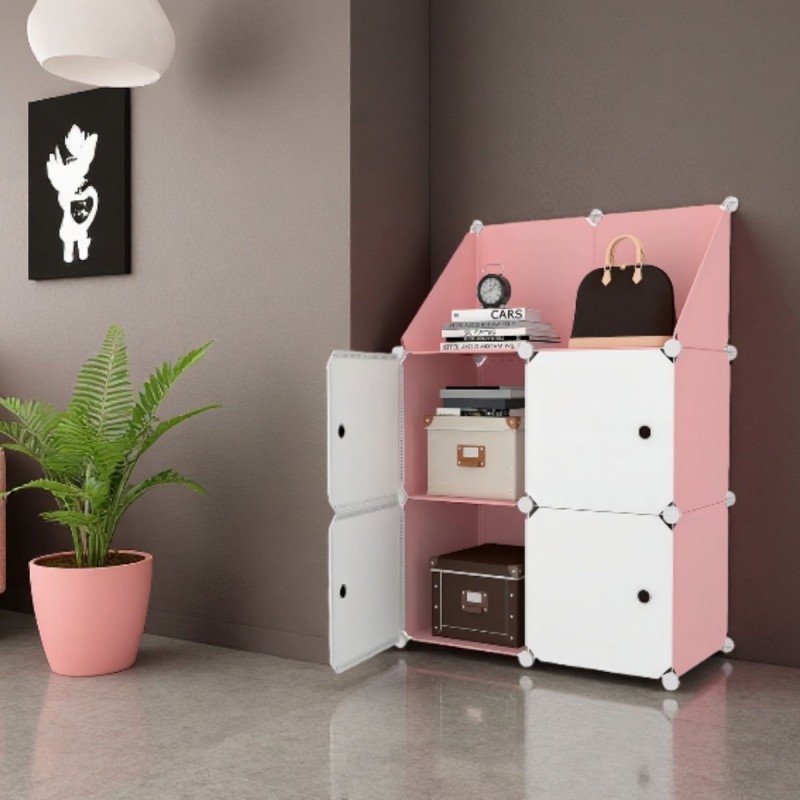 Dulap Modular, 4 Usi, Naimeed D7895, 110x75x37cm, Roz