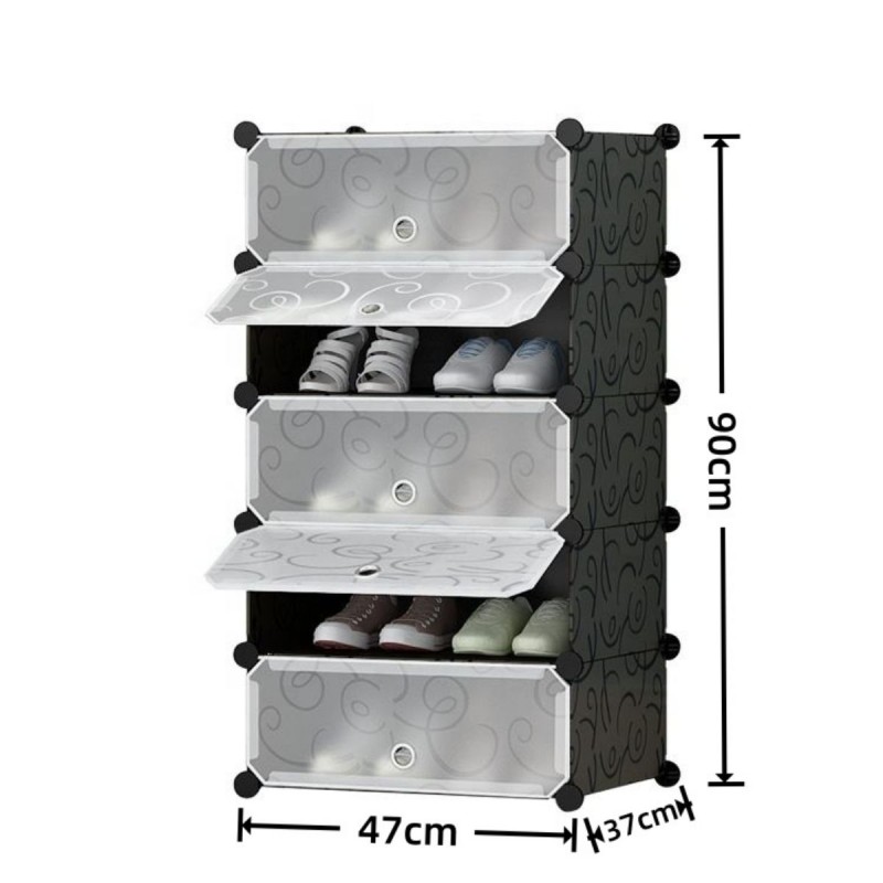 Pantofar Modular, 5 usi, Naimeed D7899, 37x47x90cm, Negru