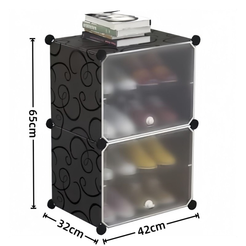 Pantofar Modular, 2 usi, Naimeed D7900, 32x42x65cm, Negru