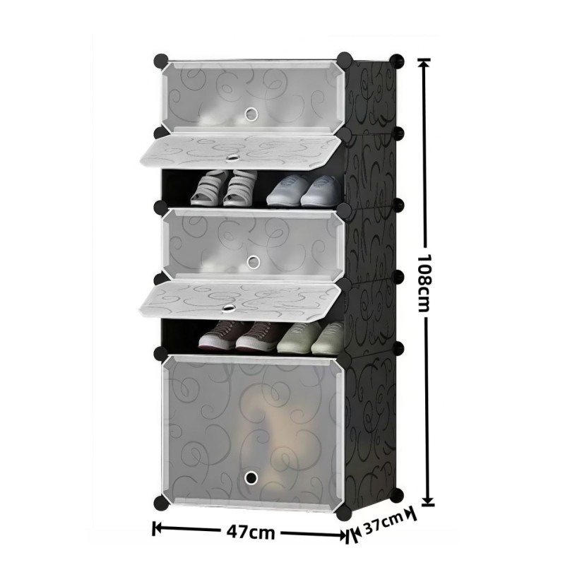 Pantofar Modular, 5 usi, Naimeed D7903, 37x47x108cm, Negru