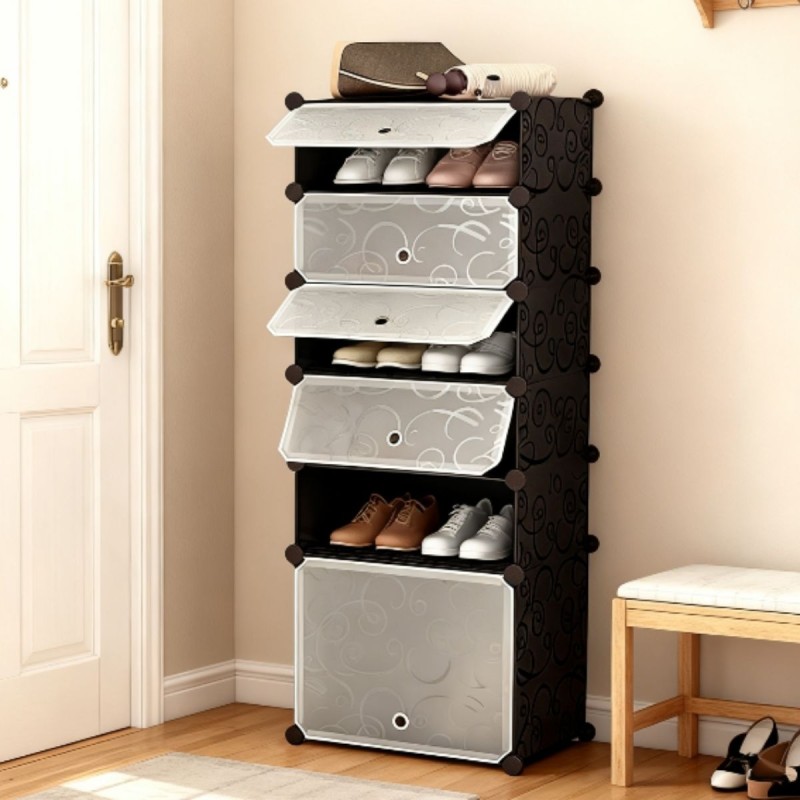 Pantofar Modular, 6 usi, Naimeed D7906, 37x37x125cm, Negru