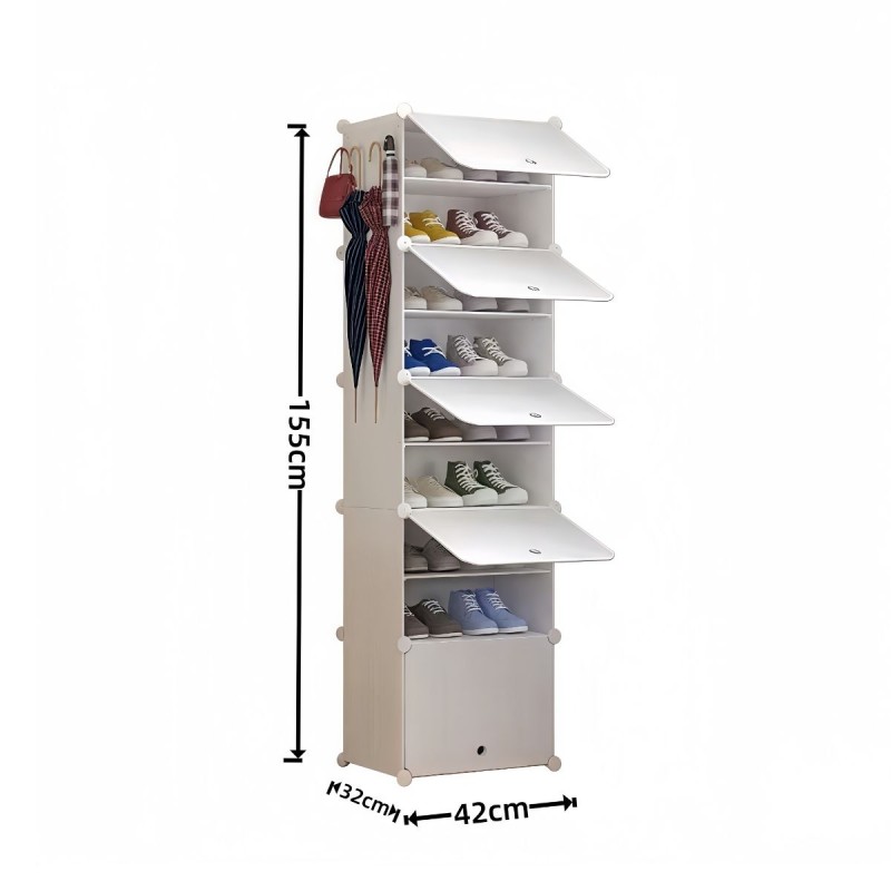 Pantofar Modular, 5 usi, Naimeed D7907, 32x42x155cm, Alb