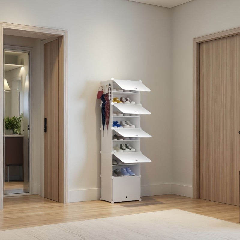 Pantofar Modular, 5 usi, Naimeed D7907, 32x42x155cm, Alb