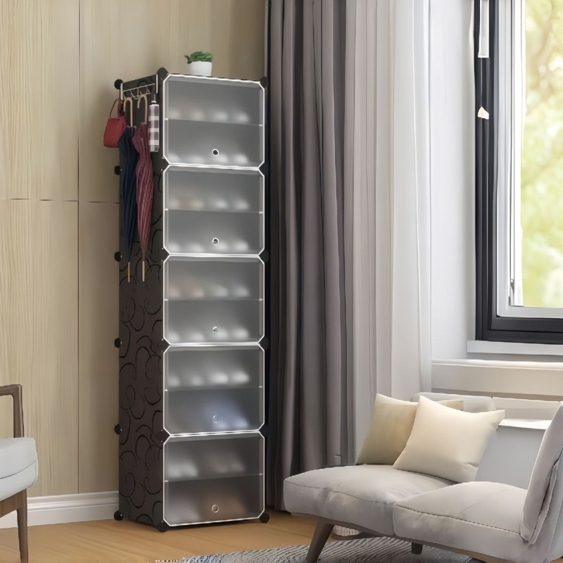 Pantofar Modular, 5 usi, Naimeed D7908, 32x42x155cm, Negru