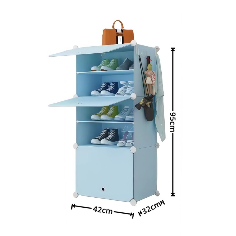 Pantofar Modular, 3 usi, Naimeed D7909, 32x42x95cm, Albastru