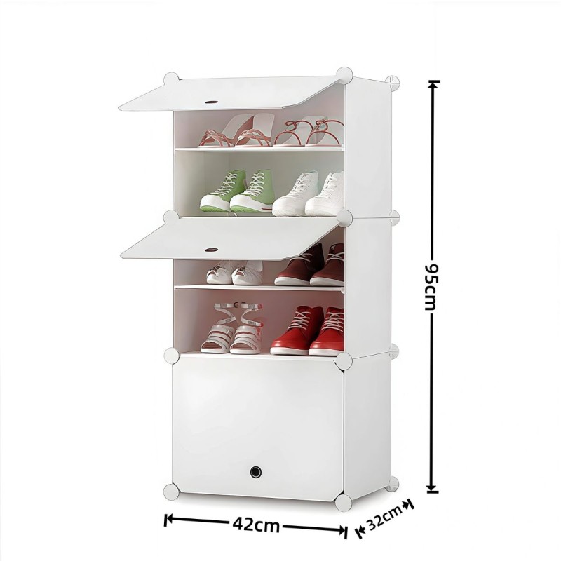 Pantofar Modular, 3 usi, Naimeed D7910, 32x42x95cm, Alb