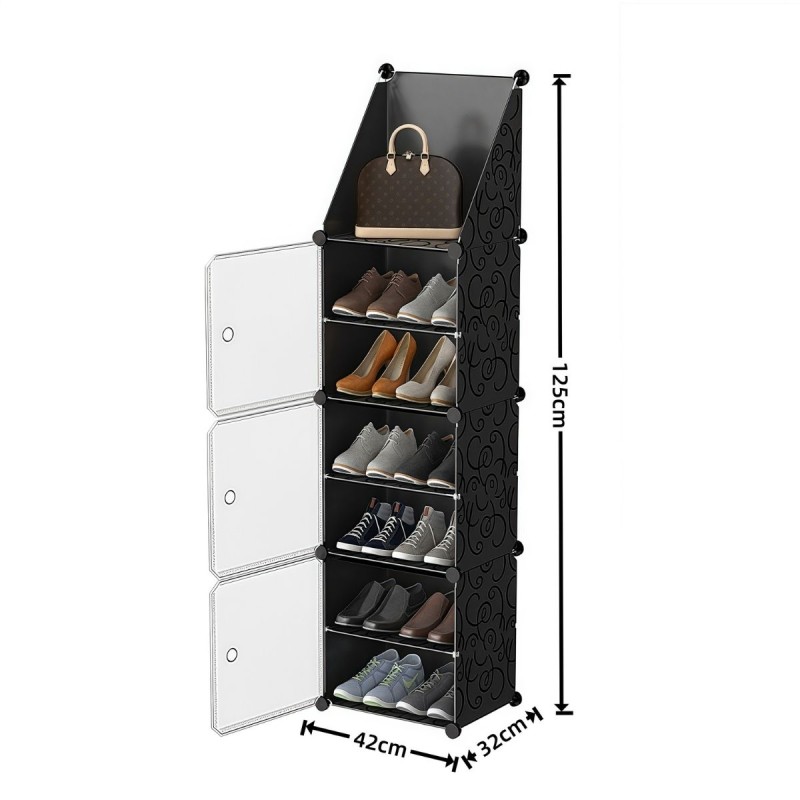 Pantofar Modular, 3 usi, Naimeed D7911, 32x42x125cm, Negru