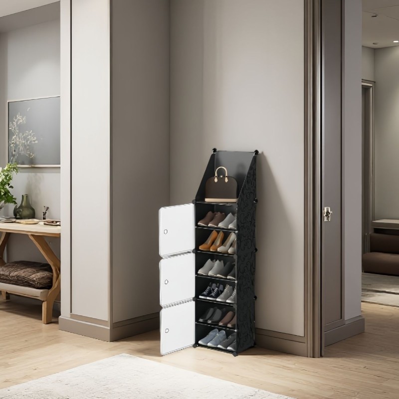 Pantofar Modular, 3 usi, Naimeed D7911, 32x42x125cm, Negru