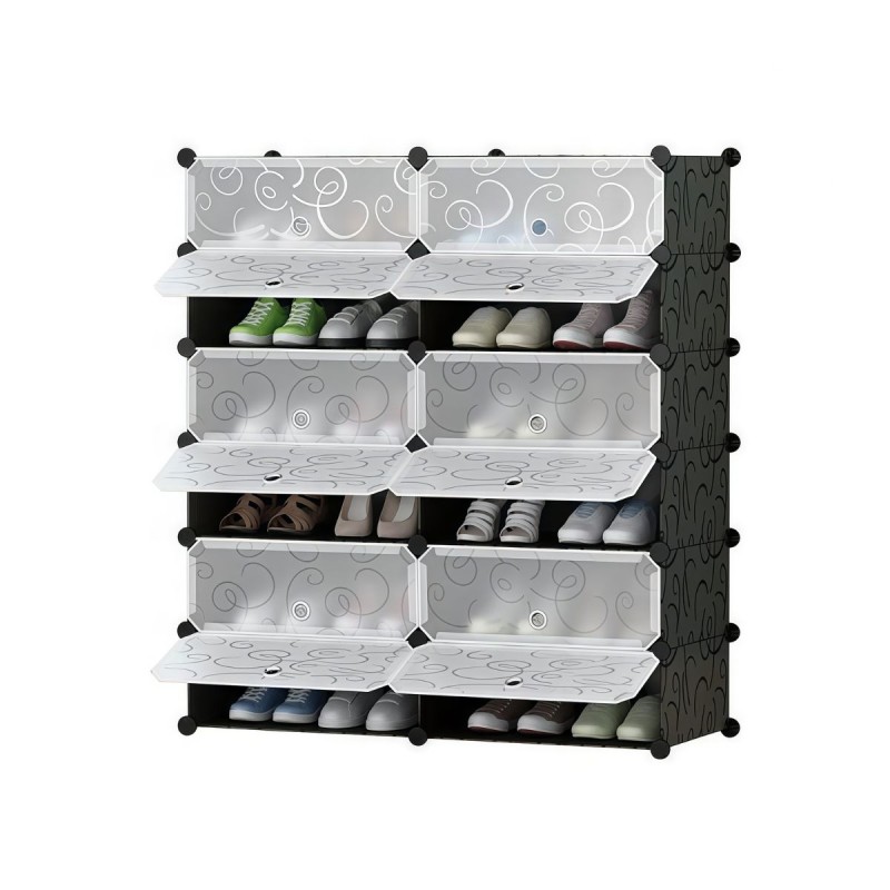 Pantofar Modular, 12 usi, Naimeed D7912, 37x95x108cm, Negru