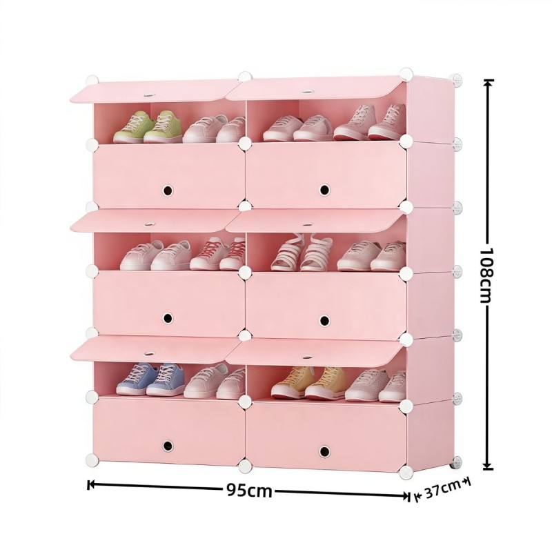 Pantofar Modular, 12 usi, Naimeed D7913, 37x95x108cm, Roz